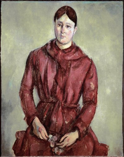 Portret van Madame Cezanne in rode jurk door Paul Cézanne