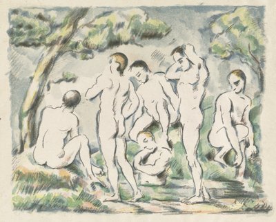 De baadsters (Kleine plaat) door Paul Cézanne
