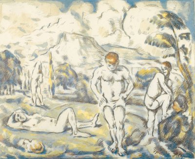 De baders (grote plaat) door Paul Cézanne