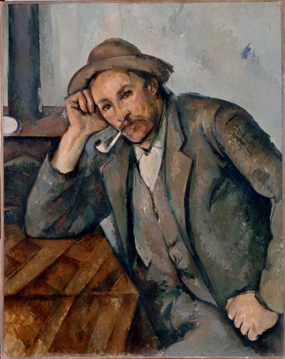 De pijproker ... (olieverf op doek) door Paul Cézanne