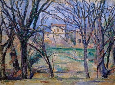Bomen en huizen door Paul Cézanne