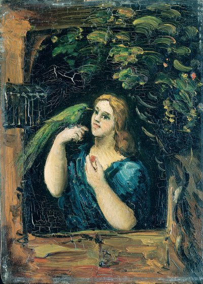 Vrouw met een Papegaai door Paul Cézanne
