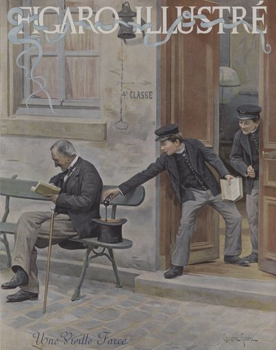Een Oude Grap. Omslag van Le Figaro Illustre, oktober 1896 door Paul Charles Chocarne Moreau