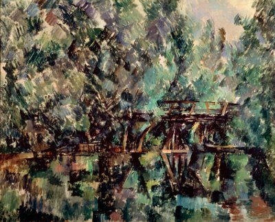 Een brug over een vijver, ca. 1898 door Paul Cézanne