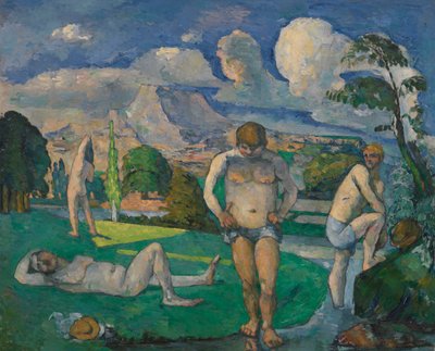 Baders in rust door Paul Cézanne
