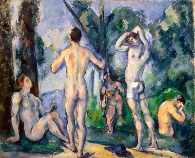 Badhuisgangers, ca. 1890 door Paul Cézanne