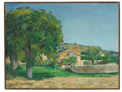 Kastanjebomen en Boerderij bij Jas de Bouffan, ca. 1876 door Paul Cézanne