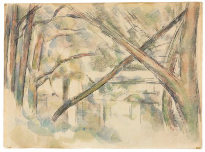 Kruisende Bomen aan de Waterkant II, ca. 1896 door Paul Cézanne