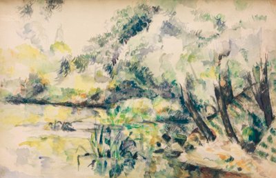 Moerassig water (bij Melun?) door Paul Cézanne