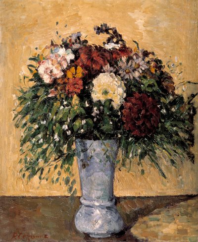 Bloemen in een blauwe vaas, 1873-1875 door Paul Cézanne