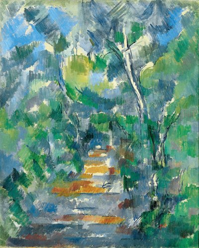Bosscène (Pad van Mas Jolie naar Château noir) door Paul Cézanne