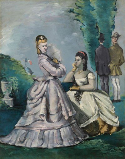 Het gesprek, 1870-1871 door Paul Cézanne