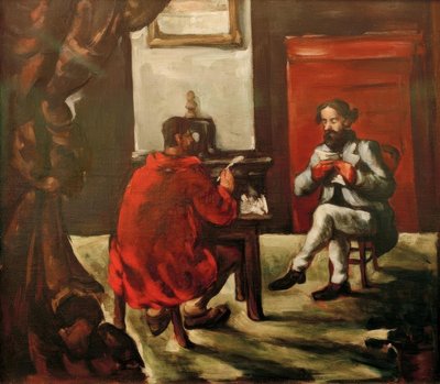 Paul Alexis Leest bij Zola door Paul Cézanne