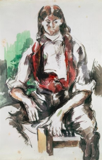 De jongen met het rode vest door Paul Cézanne