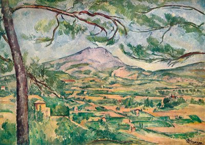 Mont Sainte-Victoire met grote den, ca. 1887 door Paul Cézanne