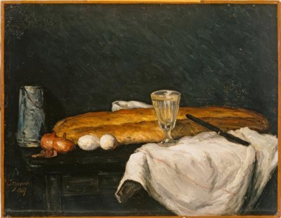 Stilleven: Het brood en de eieren door Paul Cézanne