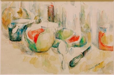 Stilleven met aangesneden watermeloen door Paul Cézanne