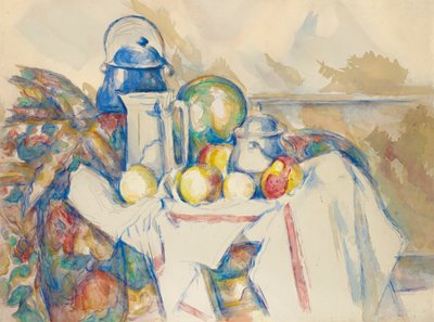 Stilleven met melkkan, meloen en suikerpot, 1900-1906 door Paul Cézanne