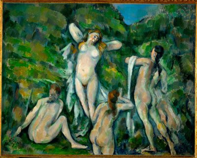 Vier baders door Paul Cézanne