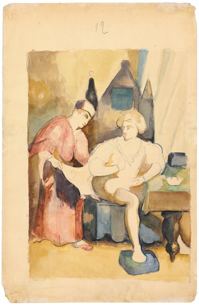 Scène die een romantisch verhaal uitbeeldt, ca. 1875-1885 door Paul Cézanne