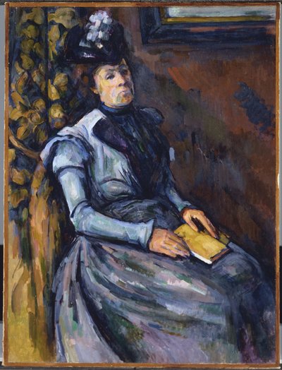Zittende vrouw in blauw door Paul Cézanne