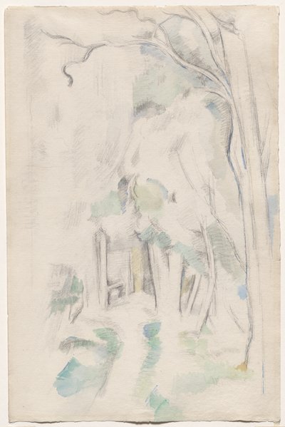 Pad in het bos door Paul Cézanne