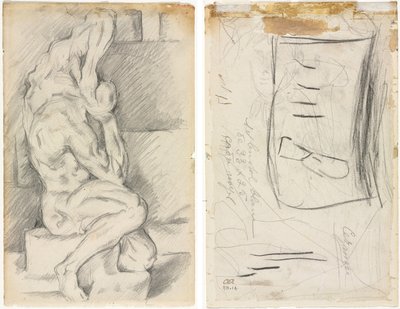 Schets van Anatomische Sculptuur (recto) door Paul Cézanne