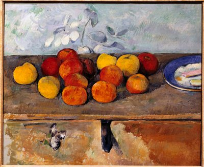 Stilleven van appels en koekjes door Paul Cézanne