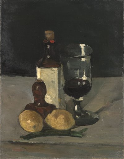 Stilleven met Fles, Glas en Citroenen door Paul Cézanne