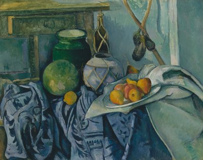 Stilleven met een gemberpot en aubergines, 1893-94 door Paul Cézanne