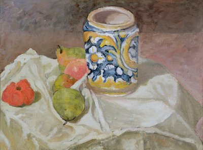 Stilleven met Italiaanse aardewerken pot door Paul Cézanne