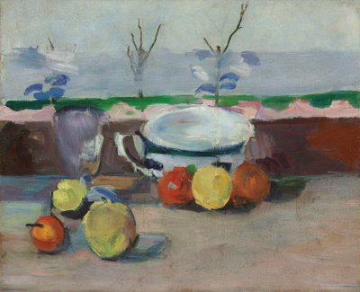 Tasse, verre et fruits, III, c.1877 door Paul Cézanne