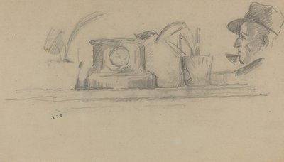 De vader van de kunstenaar en objecten op een schoorsteenmantel [verso], 1877-1881 door Paul Cézanne