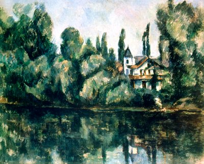 De oevers van de Marne, Villa aan de oever van een rivier, ca. 1888 door Paul Cézanne
