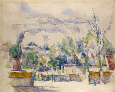 Het terras in de tuin van Les Lauves door Paul Cézanne