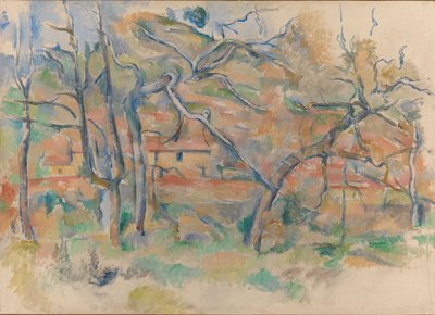 Bomen en huizen, Provence, c.1885 door Paul Cézanne