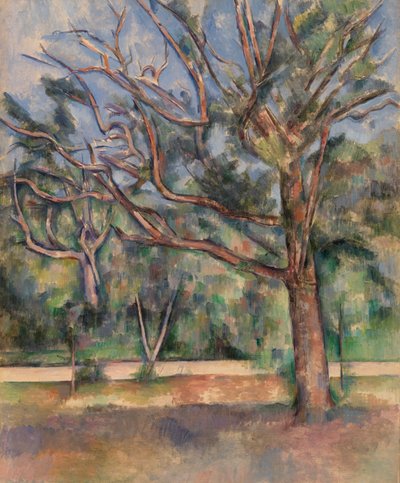 Bomen en Weg door Paul Cézanne