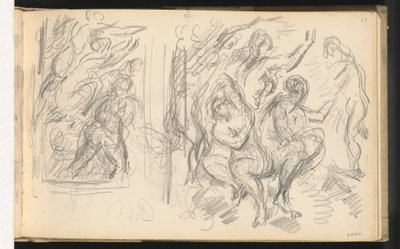 Twee studies voor "Het oordeel van Parijs" of "De verliefde herder" door Paul Cézanne