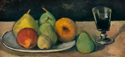 Glas en peren door Paul Cézanne