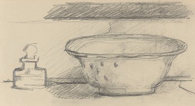 Wastafel en geur fles [recto], 1877-1881 door Paul Cézanne