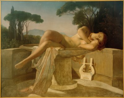 Jong meisje in een waterbekken door Paul Delaroche