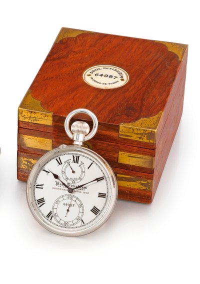 Openface sleutelvrije hefboommechanisme dekhorloge en kast door Paul Ditisheim