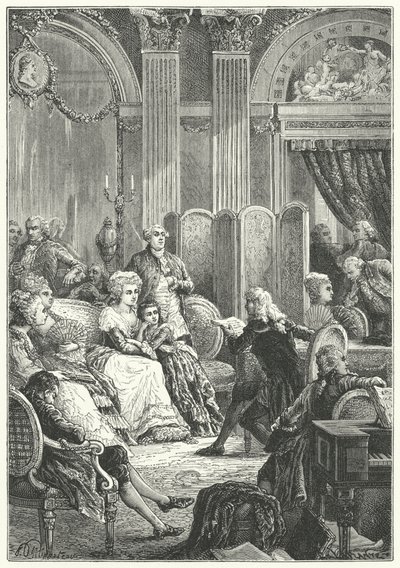 Een salon aan het begin van het bewind van Lodewijk XVI van Frankrijk door Paul Dominique Philippoteaux