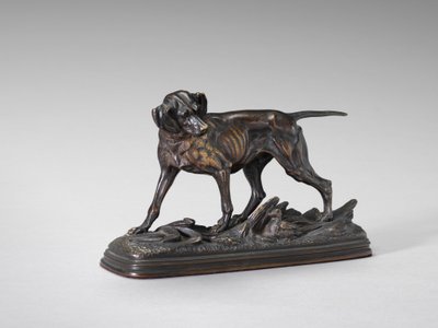 Pointer die over een fazant staat door Paul Edouard Delabrière