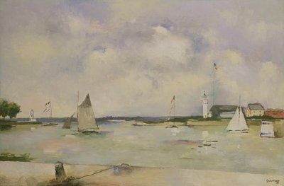 Ingang van de haven van Honfleur door Paul Elie Gernez