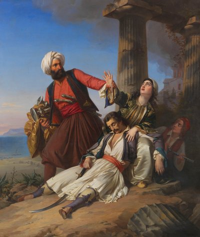 Scène uit de Griekse Onafhankelijkheidsoorlog, 1841 door Paul Emil Jacobs