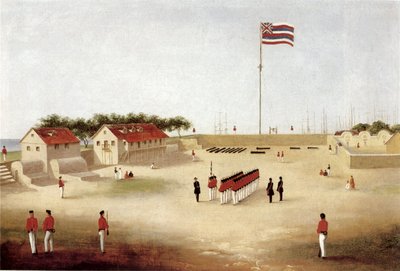 Uitzicht op het fort van Honolulu, c.1853 door Paul Emmert