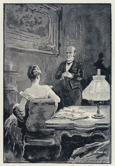 Illustratie voor Anna Karenina: De ruzie tussen Anna en haar man door Paul Frenzeny