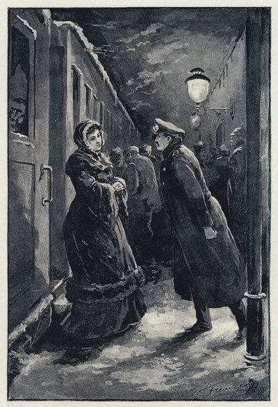 Illustratie voor Anna Karenina: Vronsky ontmoet Anna op het station door Paul Frenzeny