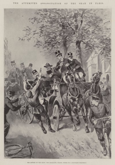 De poging tot moord op de sjah in Parijs door Paul Frenzeny
